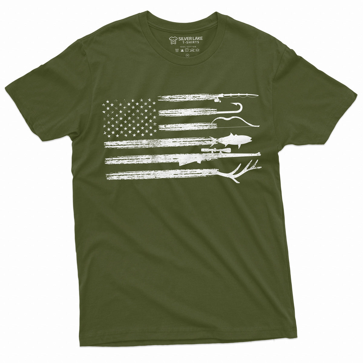Men's Hunting Fishing Shirt USA Flag Nature Camo Father Dad product image 1