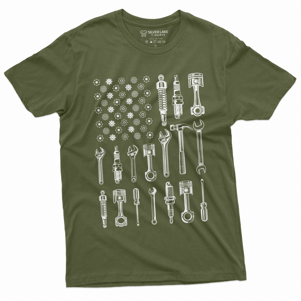 Men's Mechanic USA Flag T-shirt Tools patriotic Father's product image 4