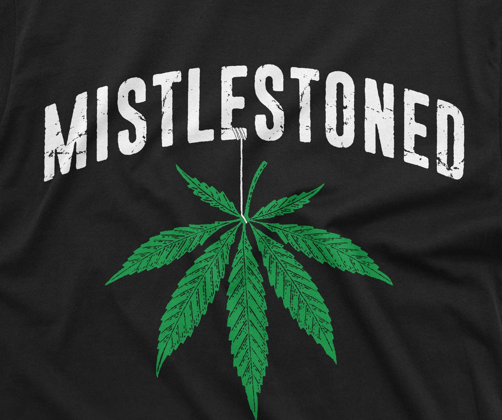 Men’s Mistlestoned Cannabis Weed Funny Christmas Tshirt product image 2