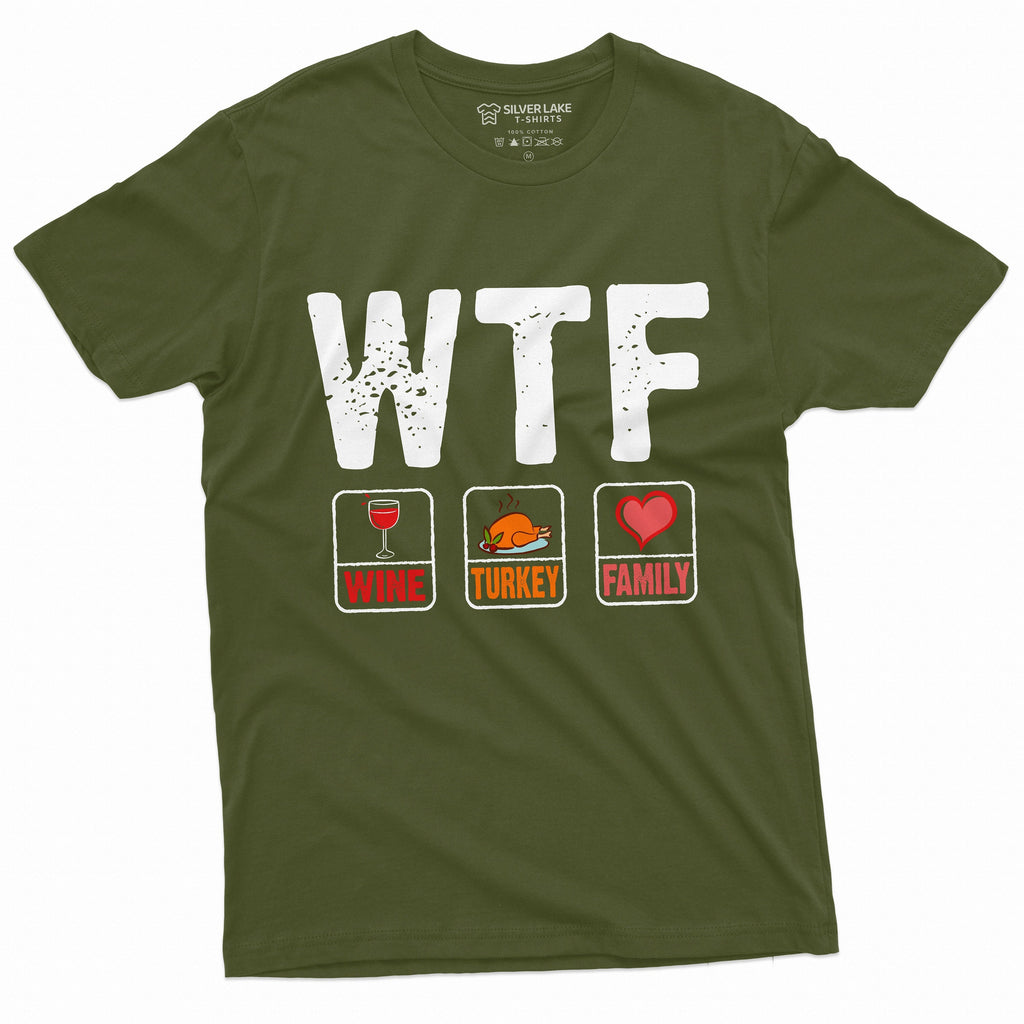 Thanksgiving Funny T-shirt WTF Wine Turkey Family Tee Shirt product image 4