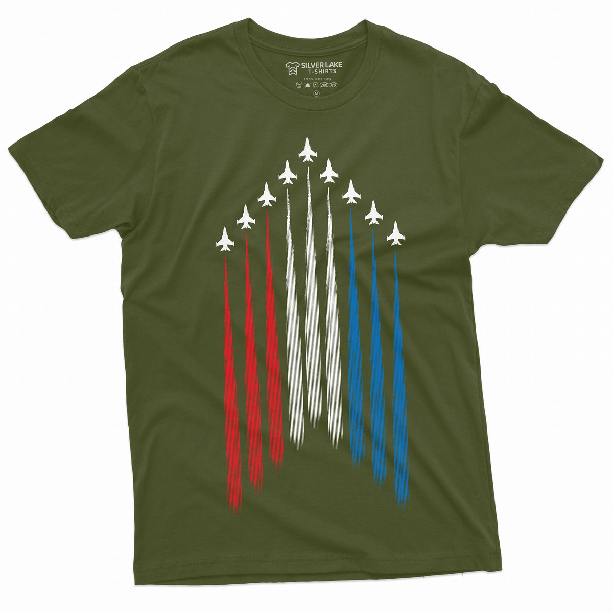 Men's 4th of July Jet Flyover USA Flag Tee Shirt Patriotic product image 3