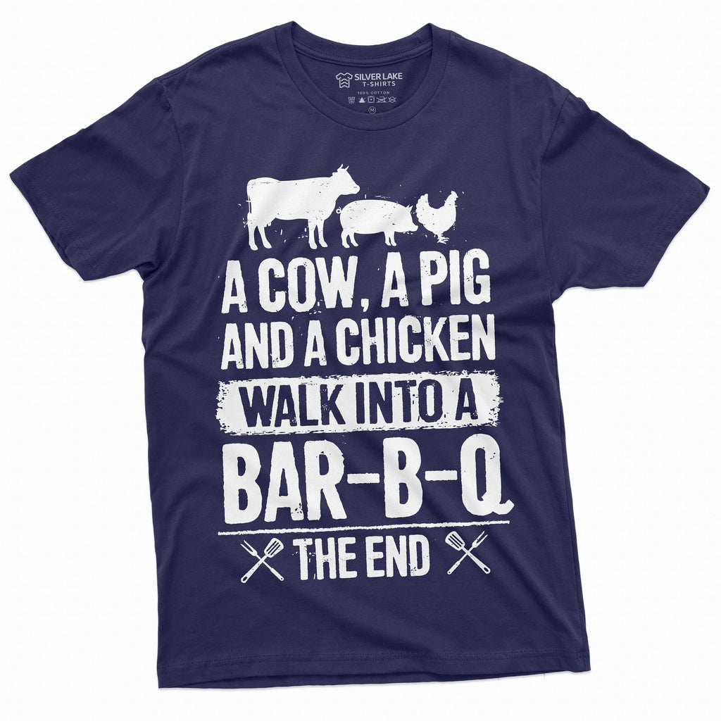 BBQ T-shirt Mens Funny Cow Pig Chicken Story Tee shirt Dad product image 9