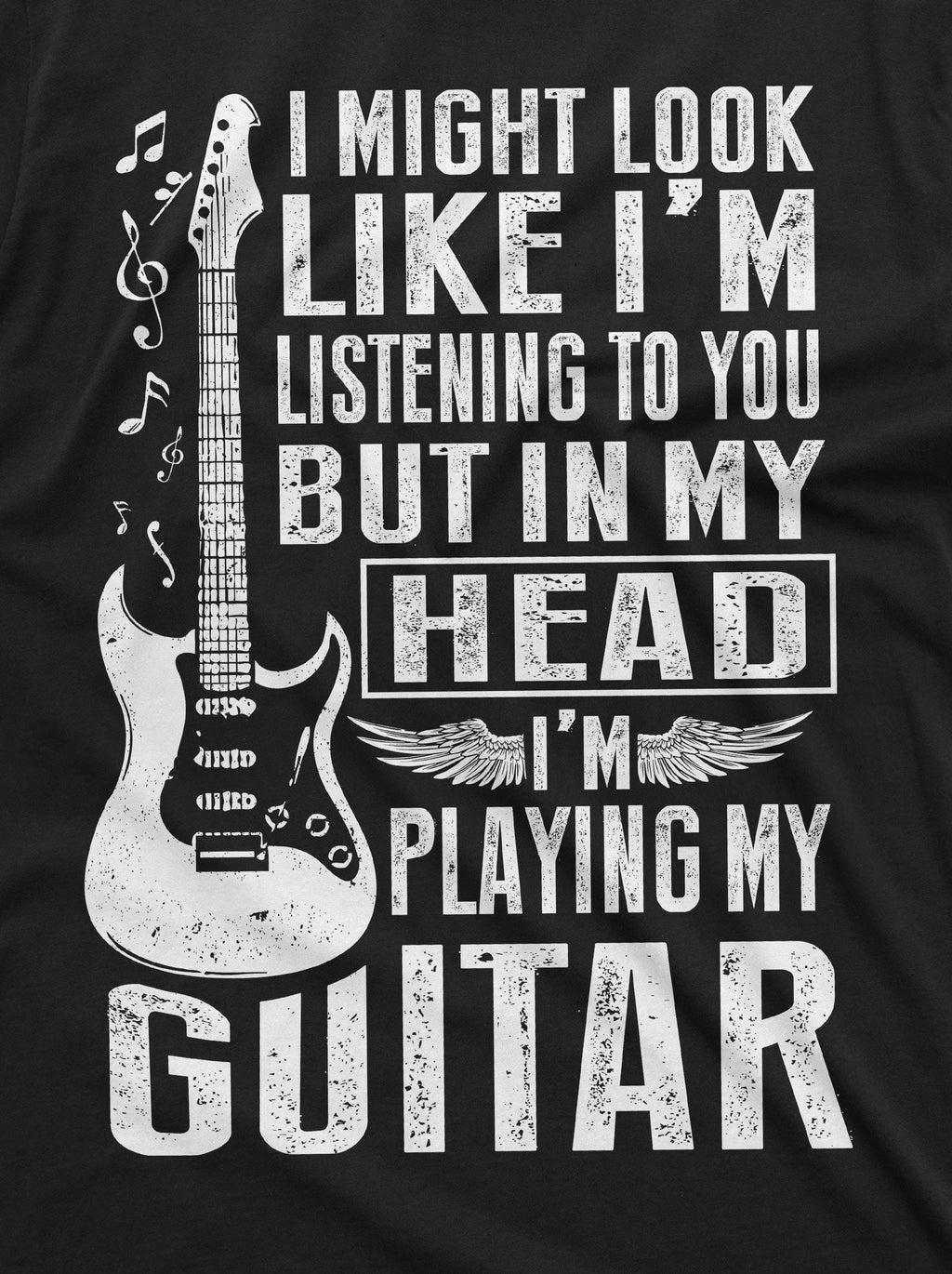Mens Funny Music Musician Guitarist T-Shirt | in My Head I product image 4