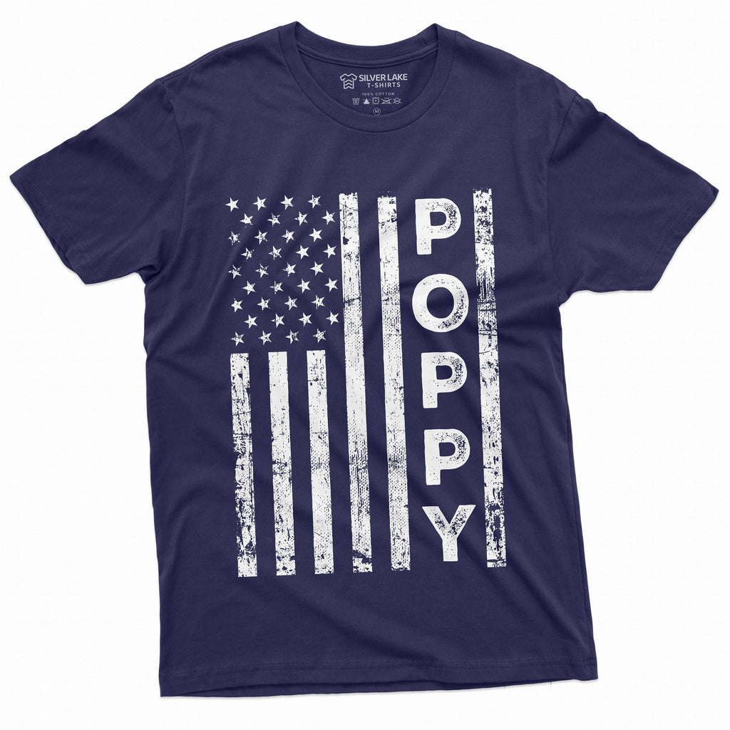 Men's Poppy USA Flag T-shirt Papa Dad Grandpa Father's Day product image 1