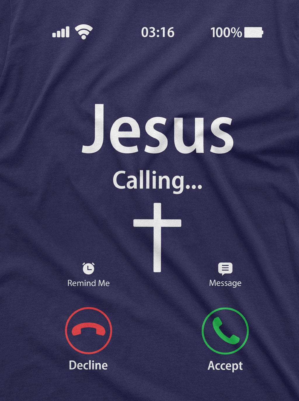 Jesus Calling Accept Decline Phone Menu Tee Shirt Church product image 2