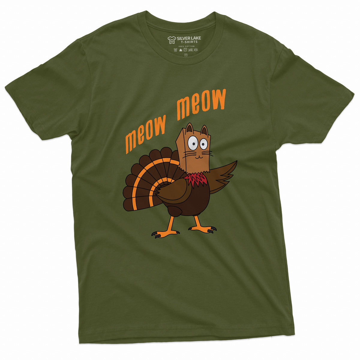 Meow Funny Thanksgiving T-shirt Turkey Cat Humor Dinner product image 6