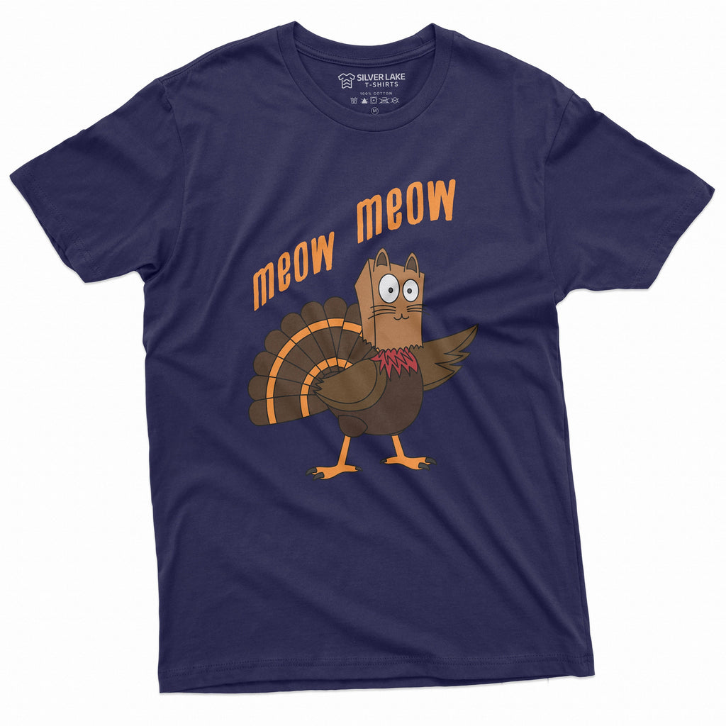 Meow Funny Thanksgiving T-shirt Turkey Cat Humor Dinner product image 4