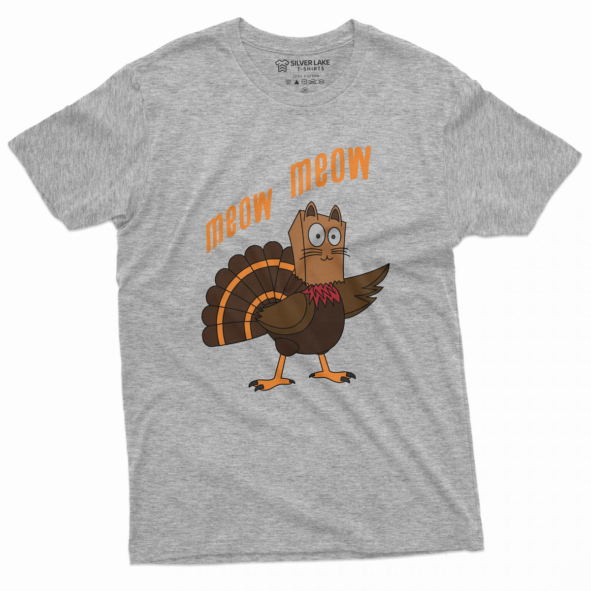 Meow Funny Thanksgiving T-shirt Turkey Cat Humor Dinner product image 3