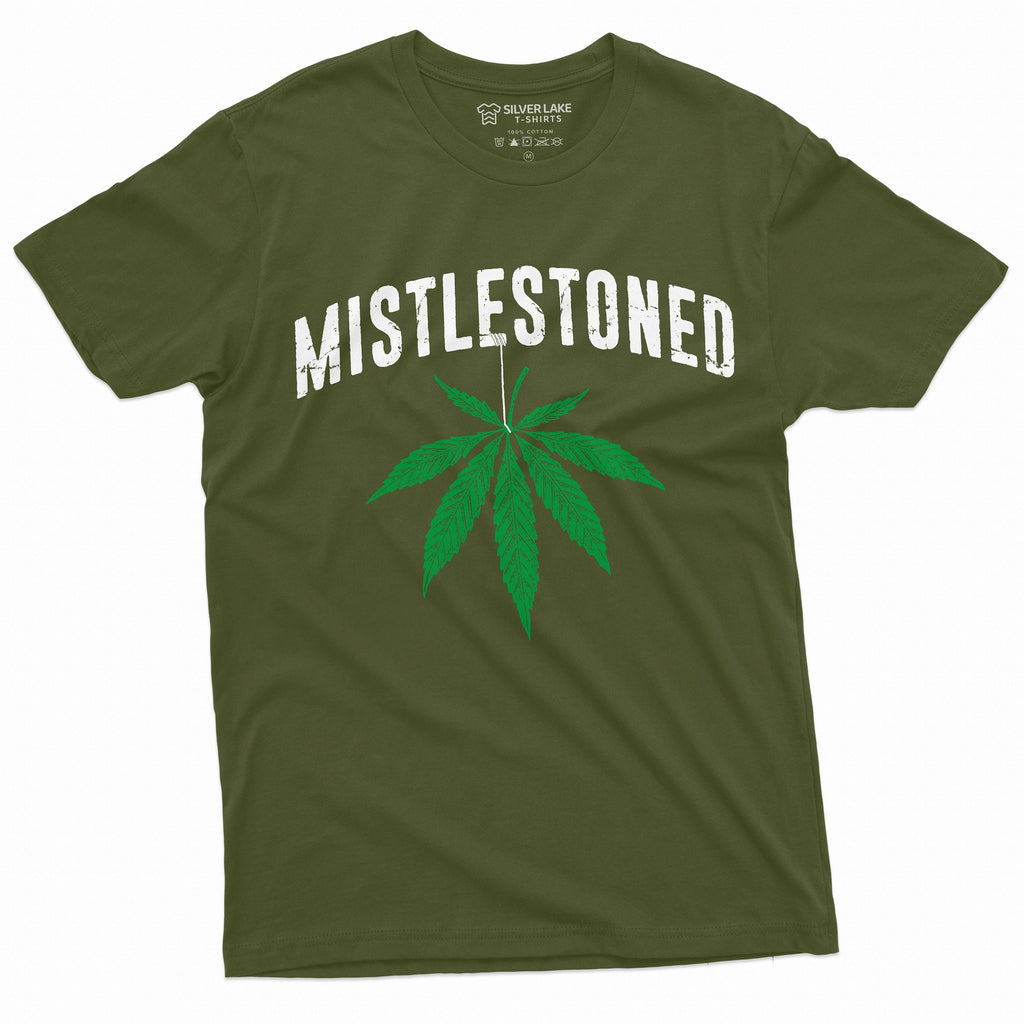 Men’s Mistlestoned Cannabis Weed Funny Christmas Tshirt product image 4