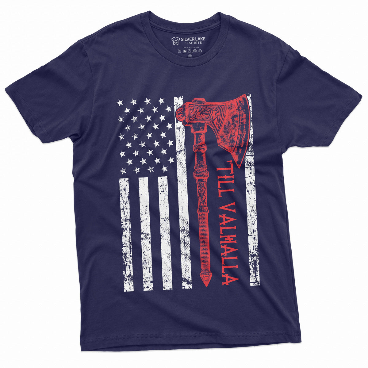 Men's Viking Till Valhalla USA Flag T-shirt American with product image 6