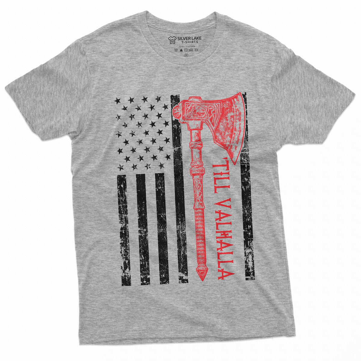Men's Viking Till Valhalla USA Flag T-shirt American with product image 5
