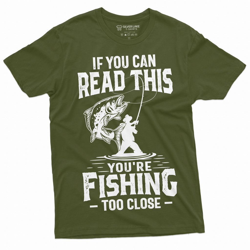 Men's Funny Fishing Too Close T-shirt Grandpa Dad Birthday product image 3