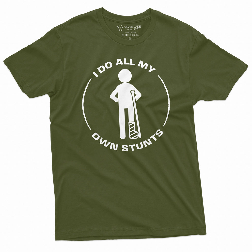 Men's Funny I do my own Stunts Tee Shirt Broken left product image 3