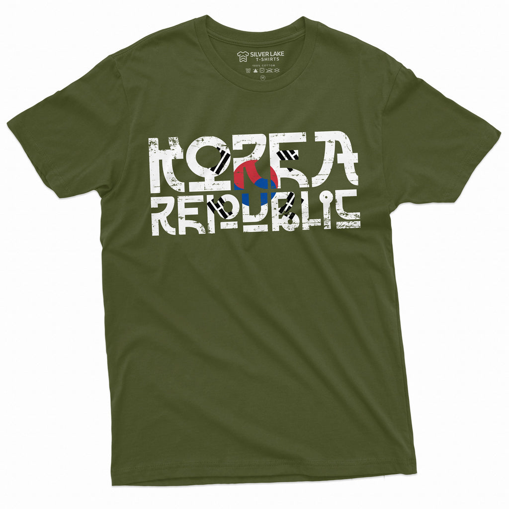 South Korea T-shirt Korean Republic Mens Tee Shirt Flag Coat of arms Football Soccer Tee Shirt ROK Daehan Minguk Tee Shirt Gift Tee