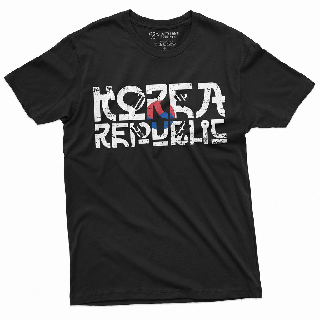 South Korea T-shirt Korean Republic Mens Tee Shirt Flag Coat of arms Football Soccer Tee Shirt ROK Daehan Minguk Tee Shirt Gift Tee