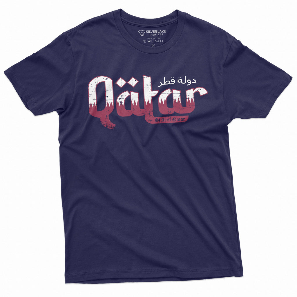 Qatar T-shirt State of Qatar Country Patriotic Nationality T-shirt Qatari Coat of Arms Dawlat Qaṭar Mens Womens Tee Shirt