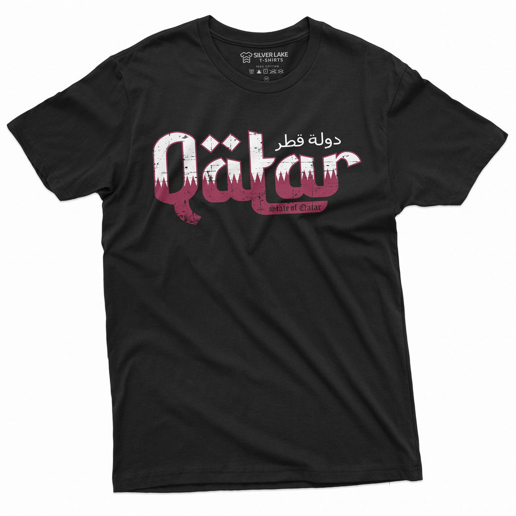 Qatar T-shirt State of Qatar Country Patriotic Nationality T-shirt Qatari Coat of Arms Dawlat Qaṭar Mens Womens Tee Shirt