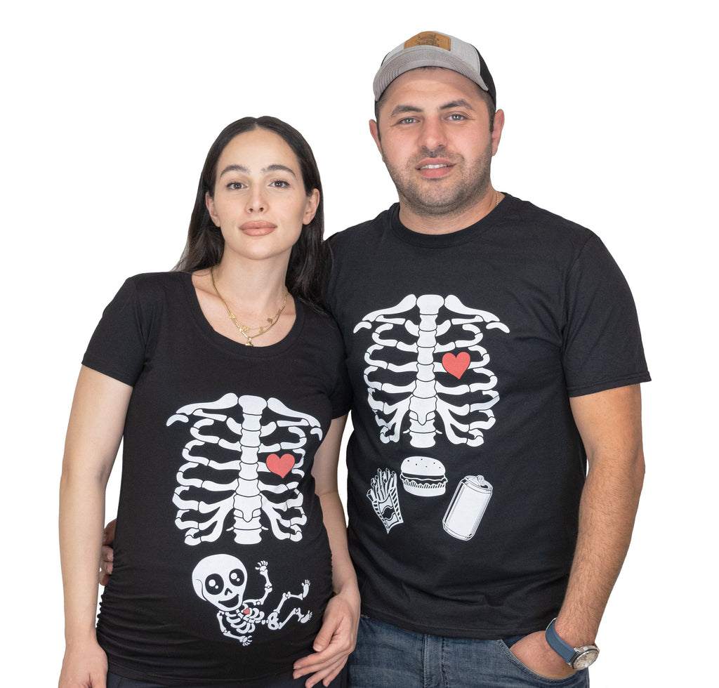 Halloween Couple Skeleton X-ray T-shirts | Maternity product image 2