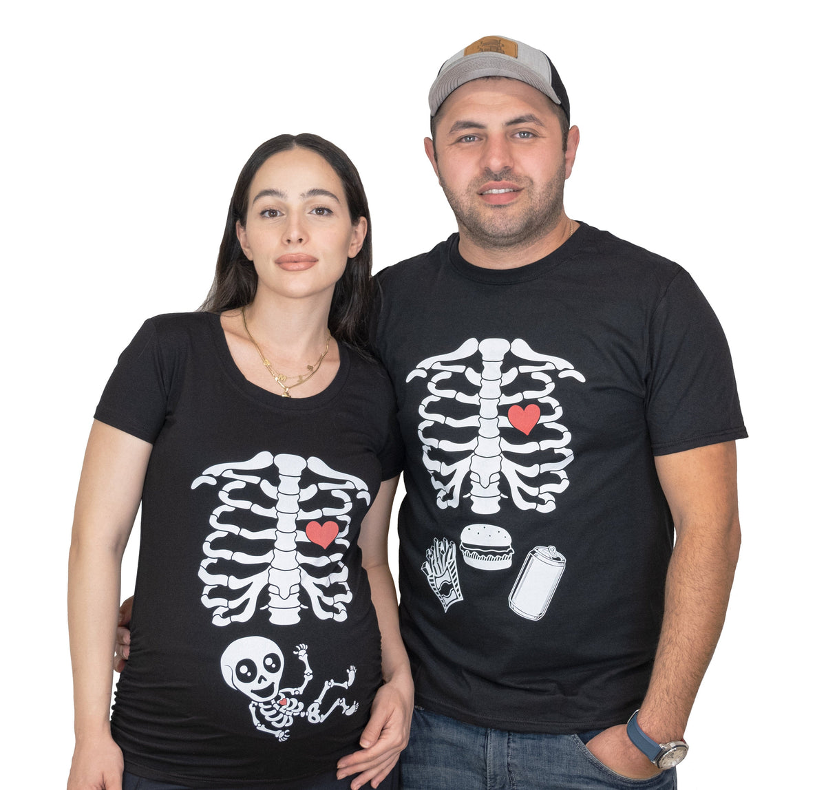 Halloween Couple Skeleton X-ray T-shirts | Maternity product image 2