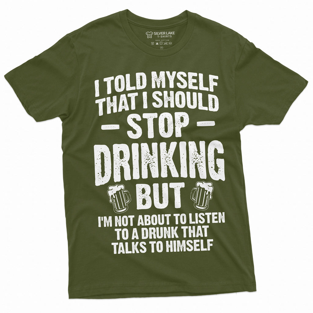 Men's Funny Stop Drinking Tee Shirt Party Beer Wine product image 3