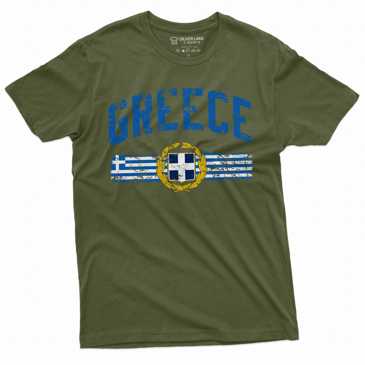 Mens Green T-shirt Greek Flag Coat of Arms Patriotic Tee product image 5