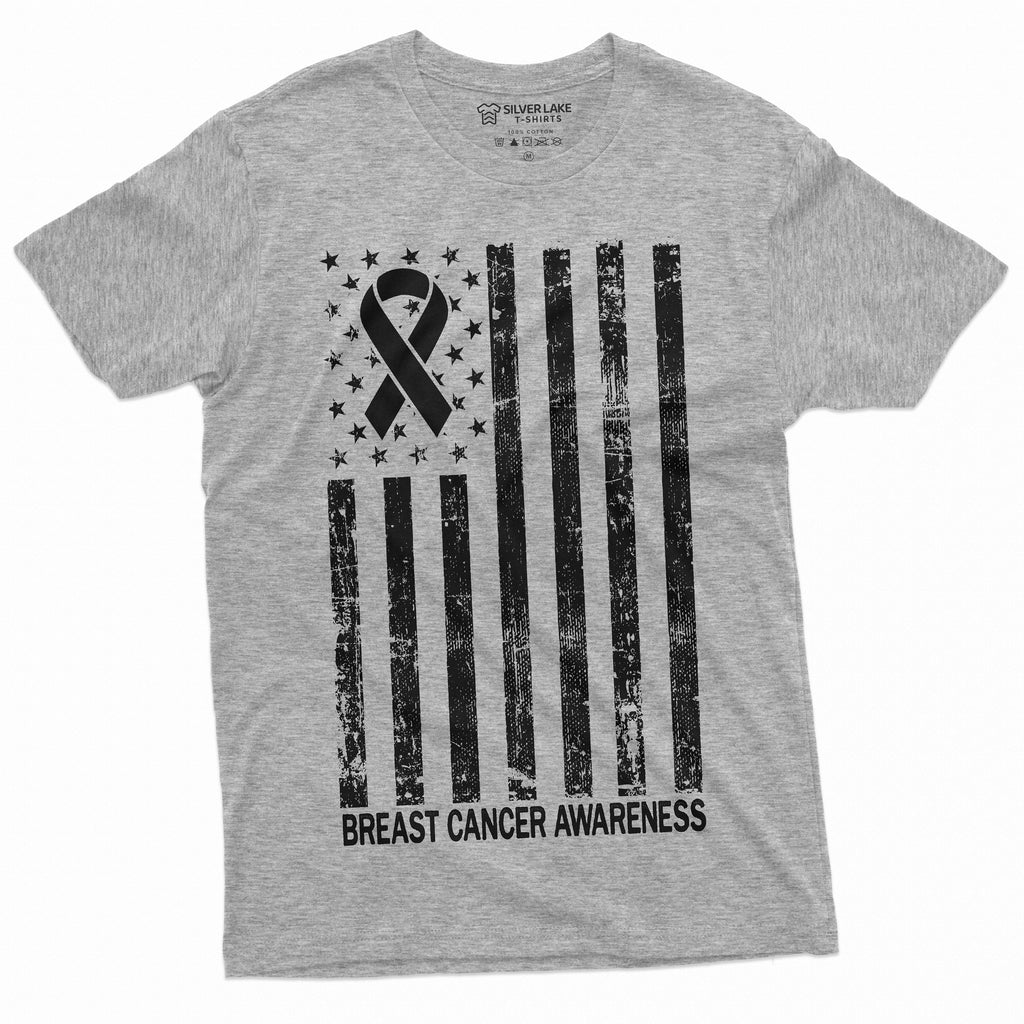Breast Cancer Awareness T-shirt Ribbon USA Flag Day Womens product image 3