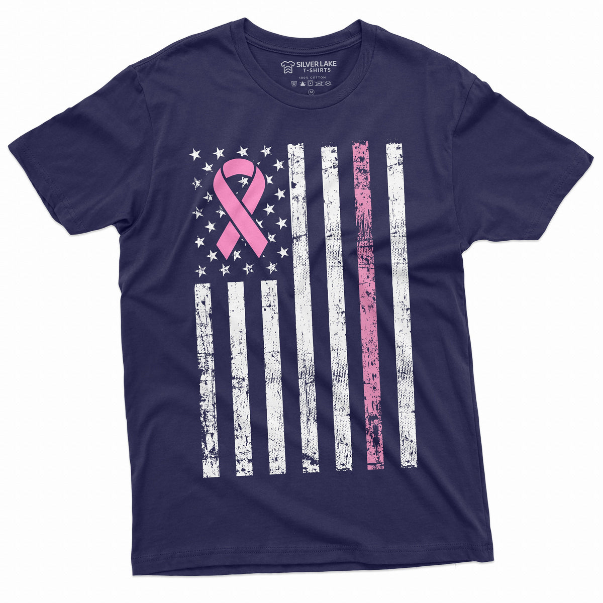USA Flag Cancer awareness Ribbon T-shirt Mens Womens Unisex product image 2