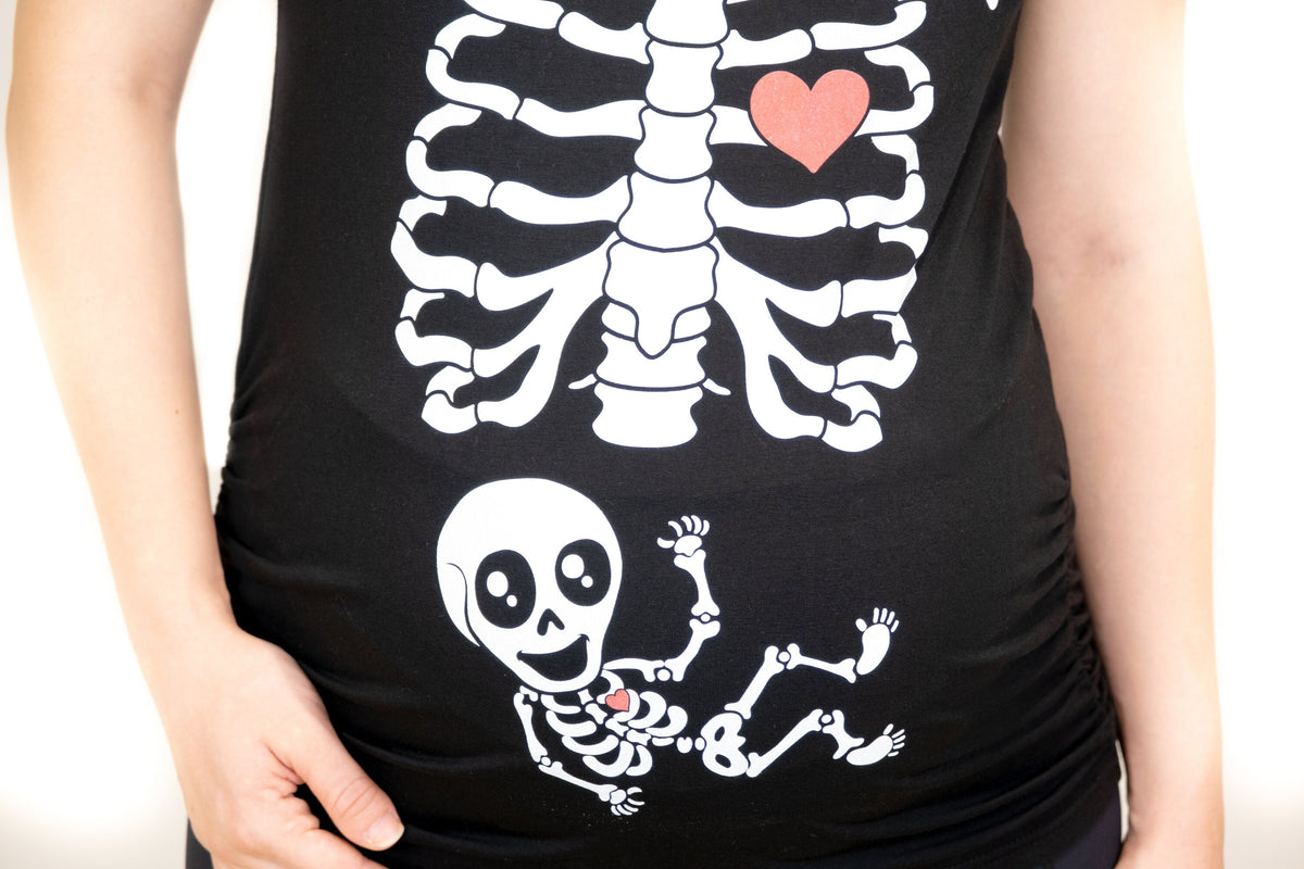 Halloween Couple Skeleton X-ray T-shirts | Maternity product image 5