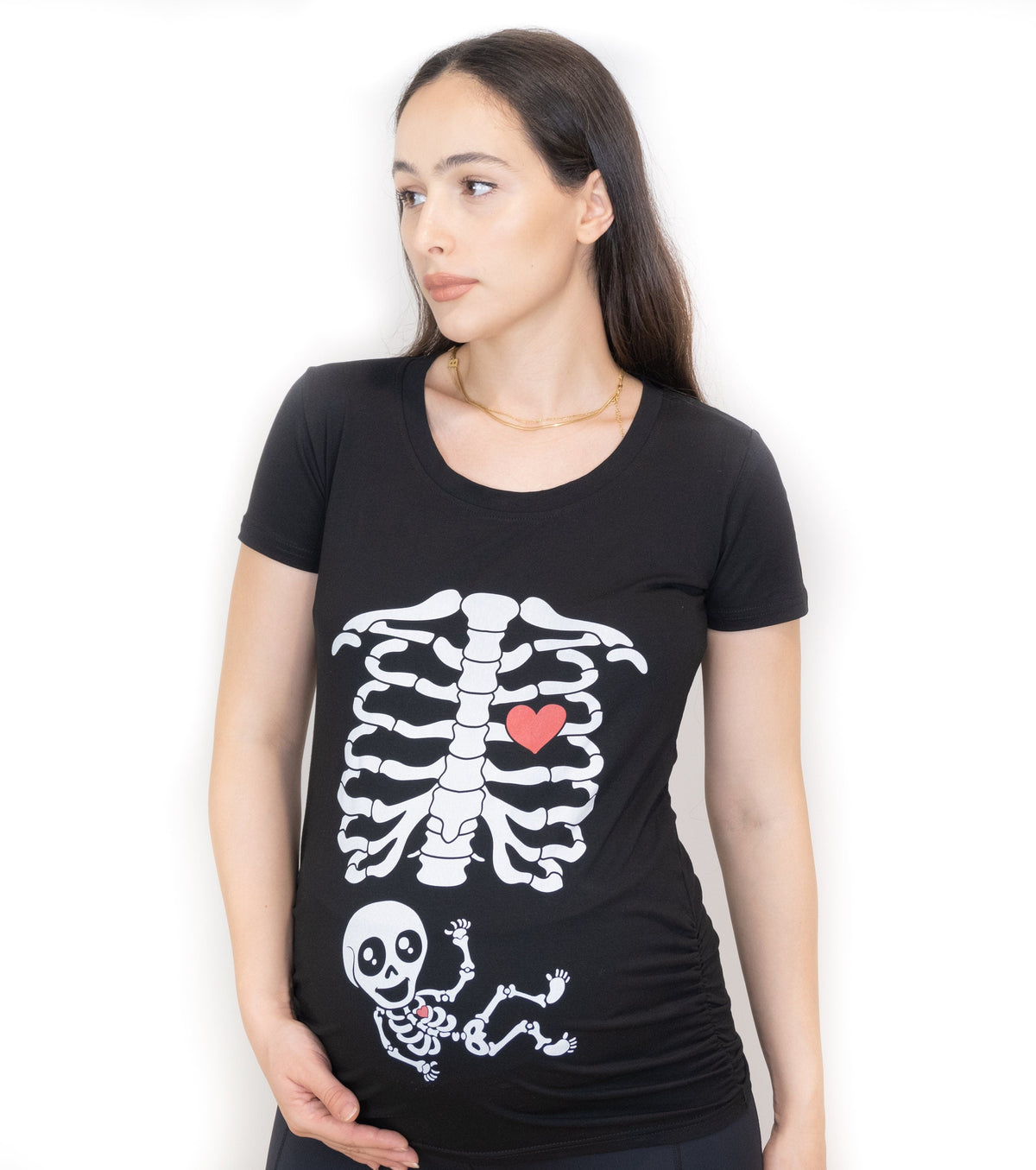Halloween Couple Skeleton X-ray T-shirts | Maternity product image 7