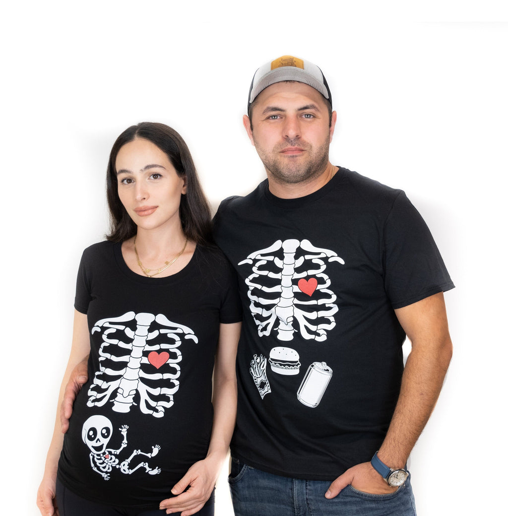 Halloween Couple Skeleton X-ray T-shirts | Maternity product image 1
