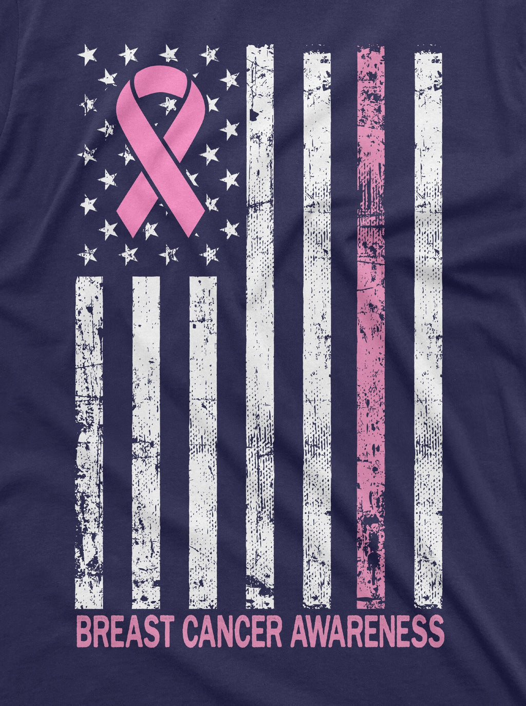 Breast Cancer Awareness T-shirt Ribbon USA Flag Day Womens product image 2