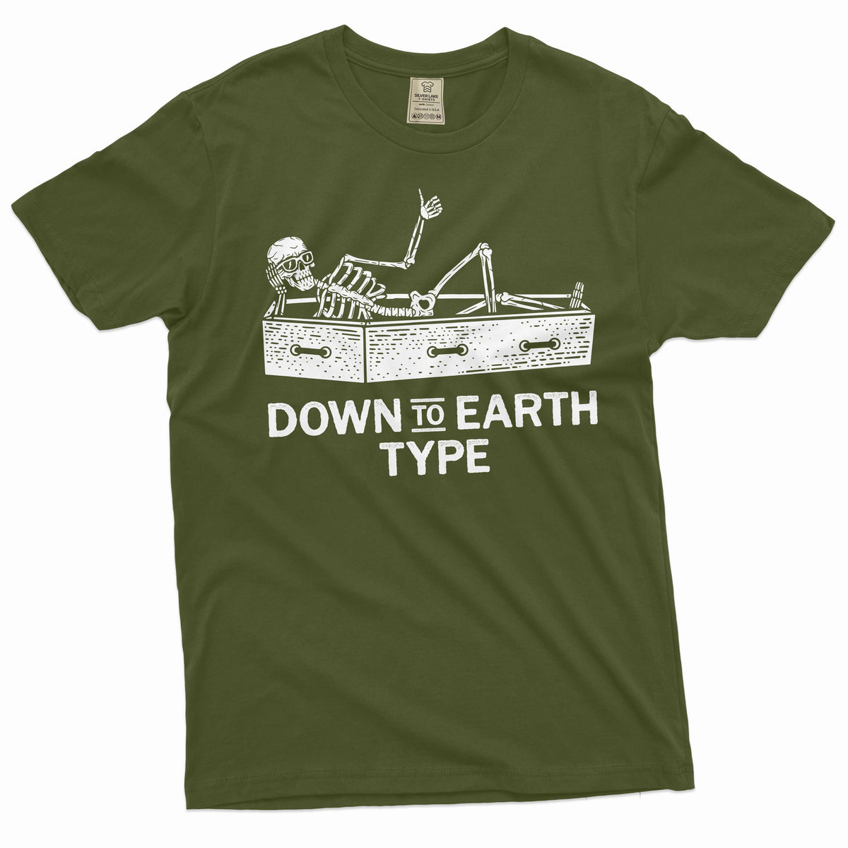 Funny down to earth type Halloween party tee shirt skeleton product image 4