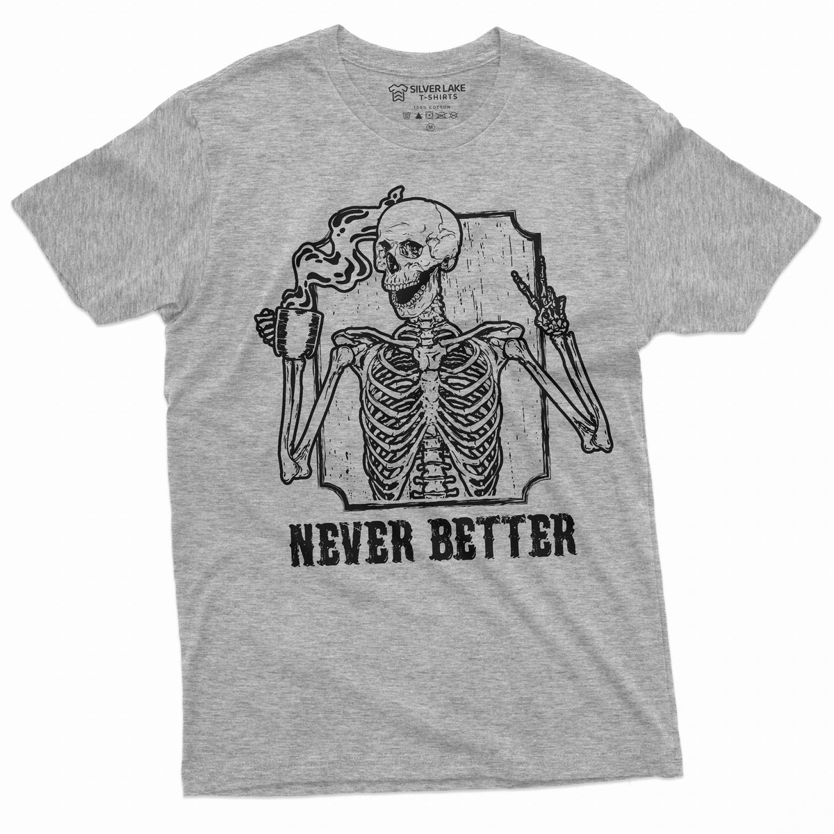Coffee and Skeleton Halloween funny T-shirt Mens Womens product image 5