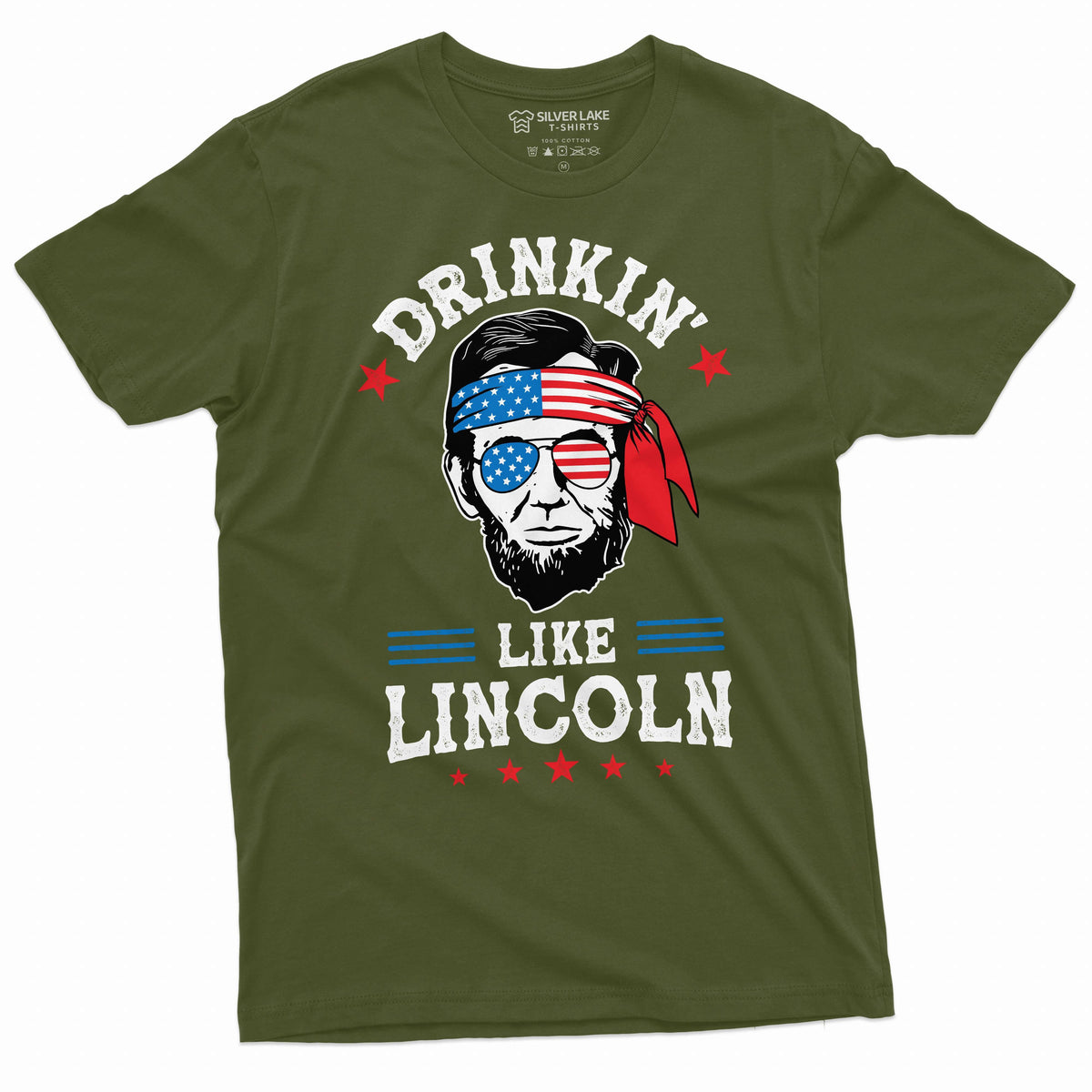 Men's 4th of July Funny Lincoln T-shirt Drinkin like fourth product image 4