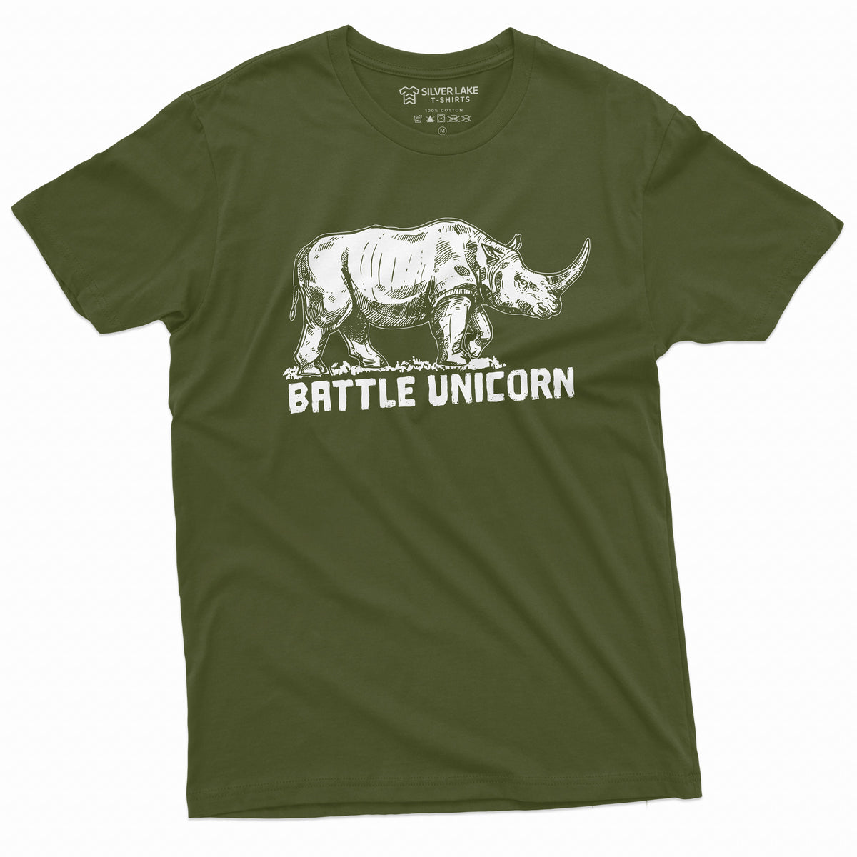 Mens Funny Unicorn T-shirt Rhino Battle Shirt Humorous Tee product image 4