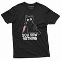 Men's Funny Cat T-shirt you saw nothing with bloody knife product image 1
