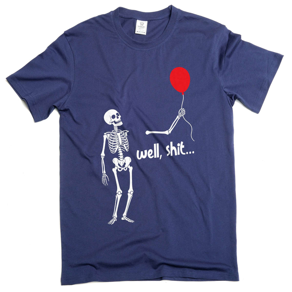 Skeleton Holding Red Balloon funny Halloween sarcastic Tee product image 3