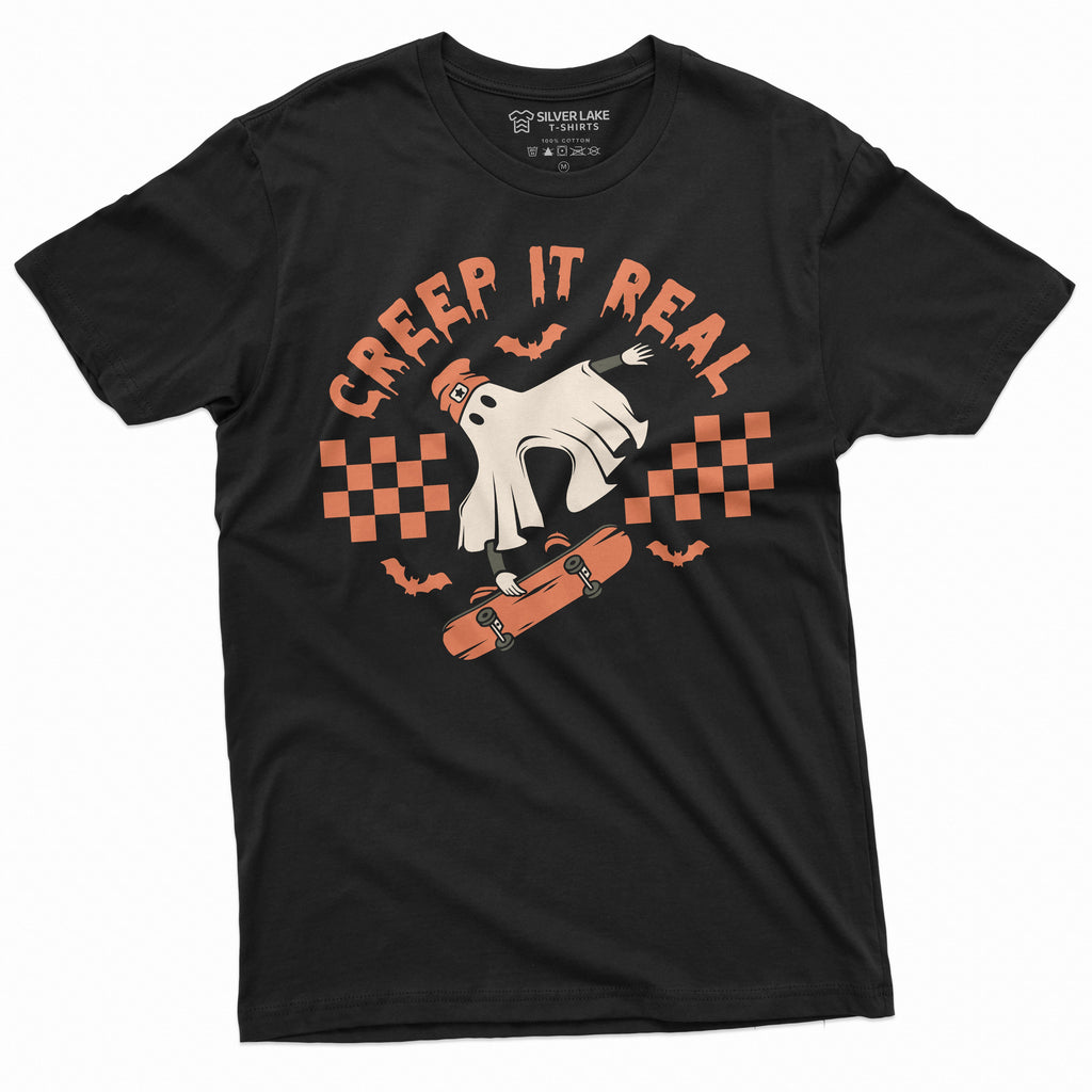 creep it real Halloween T-shirt Boo Skateboarding Mens product image 9