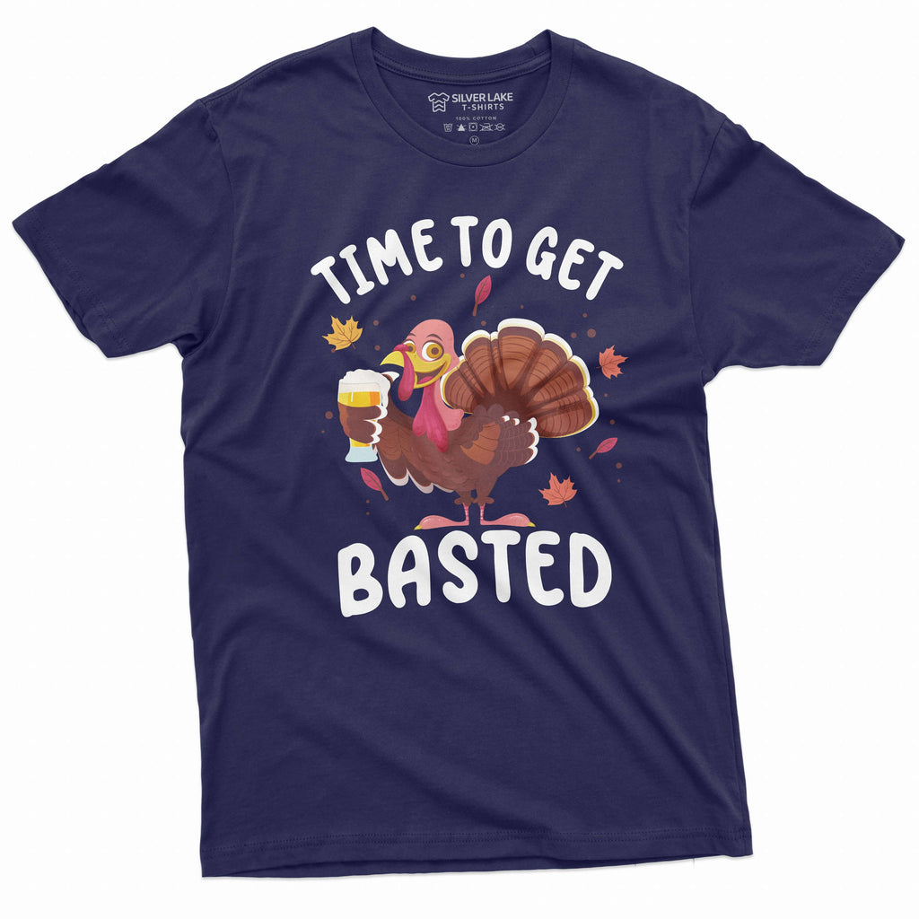 Men's Funny Thanksgiving T-shirt Turkey time to get basted product image 3