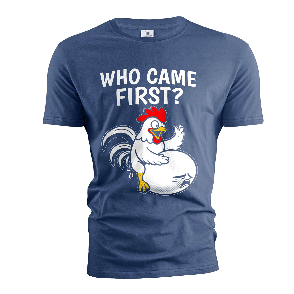 Men's Funny humorous T-shirt who came first classic chicken product image 2