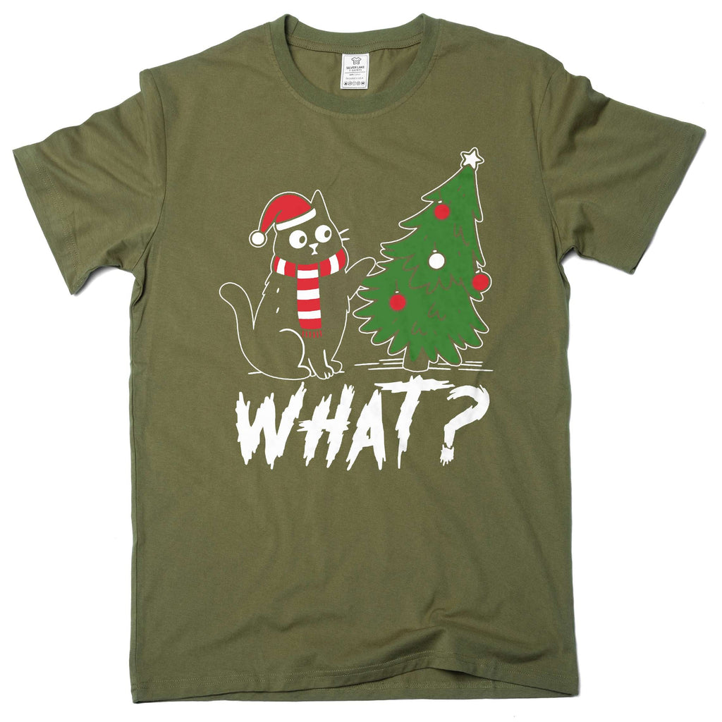 Funny Christmas Tree What Cat T-shirt humorous Xmas Pet Tee product image 1