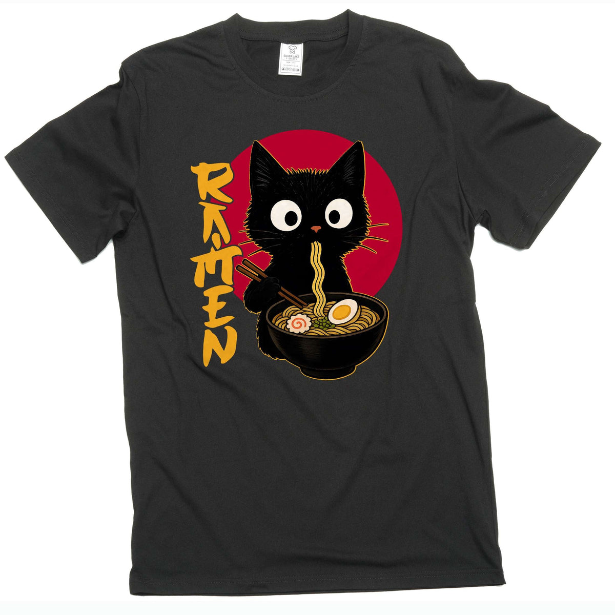 Men's Funny Ramen cat T-shirt eating pet food Tee product image 1