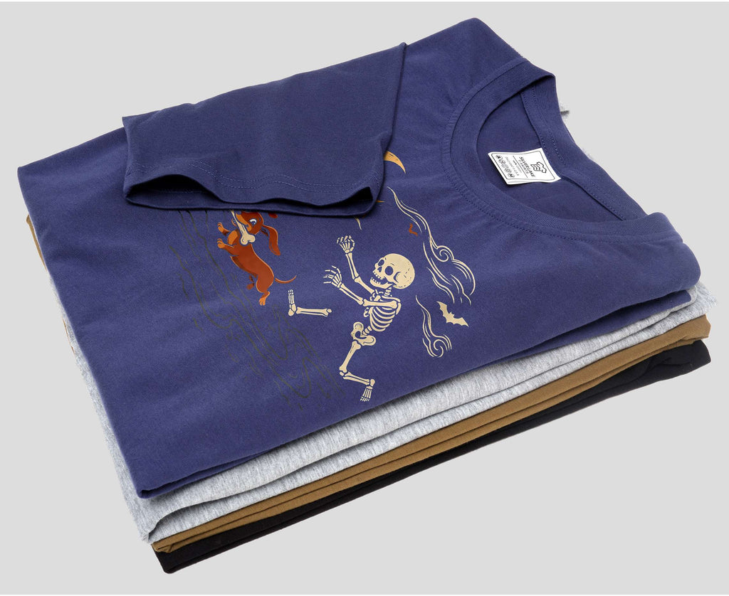Funny Halloween Shirt Skeleton Chasing Dog Spooky Season product image 6