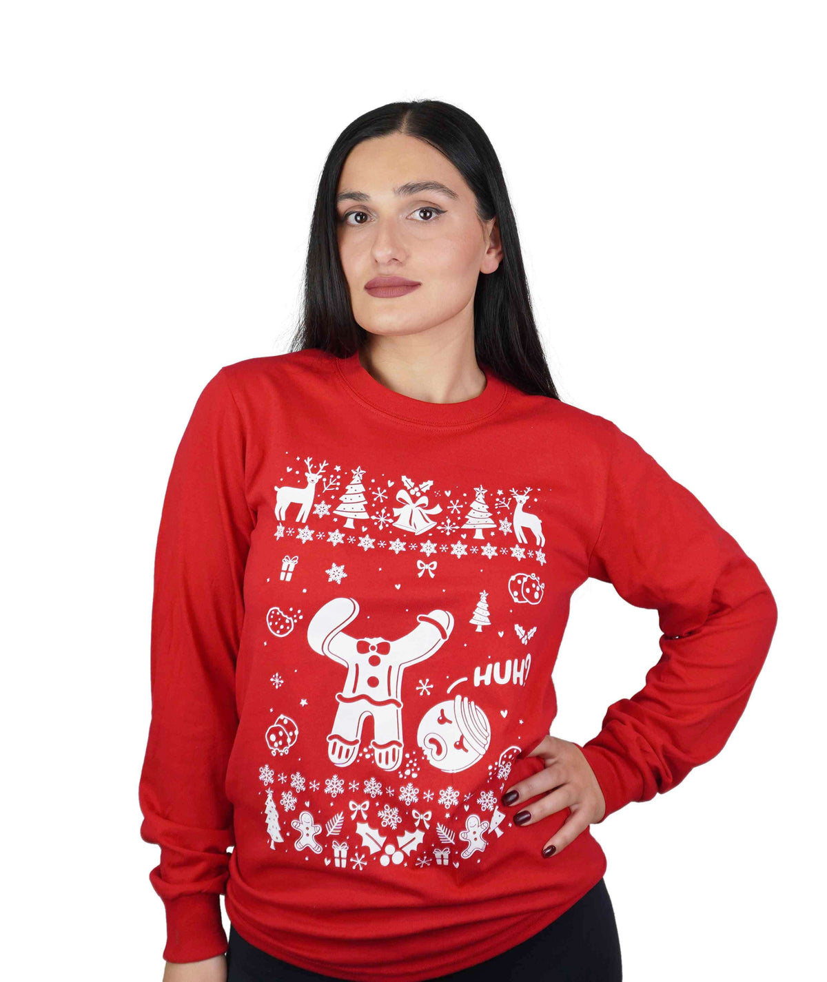 Couple Christmas funny outfits Men's Green Women's red ugly product image 3