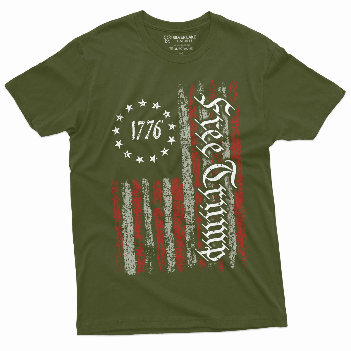Men's Free Trump USA flag 1776 T-shirt Patriotic DJT 2024 product image 4