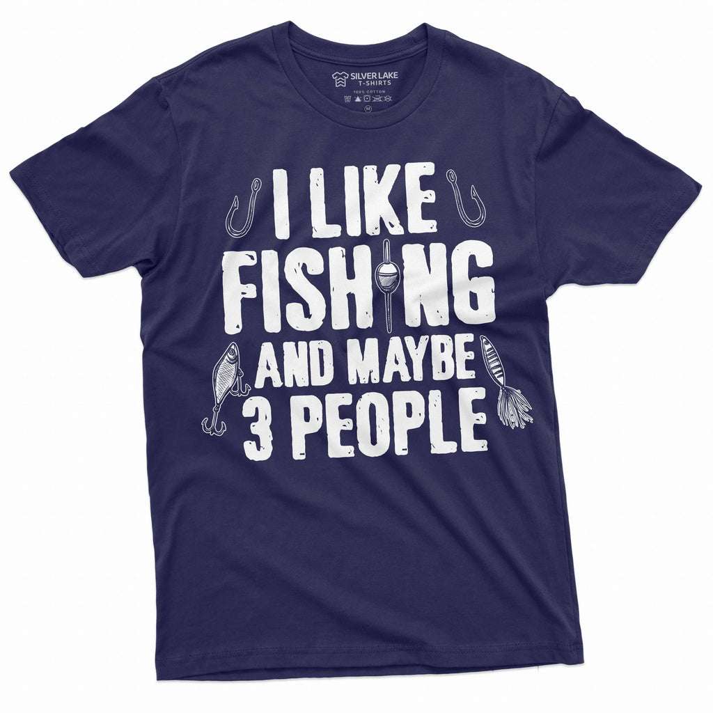 Men's I like fishing and maybe 3 people T-shirt grandpa dad product image 1