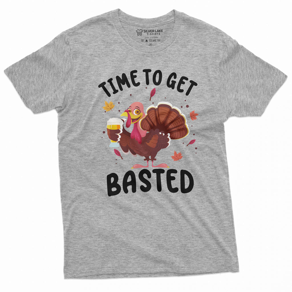 Men's Funny Thanksgiving T-shirt Turkey time to get basted product image 5