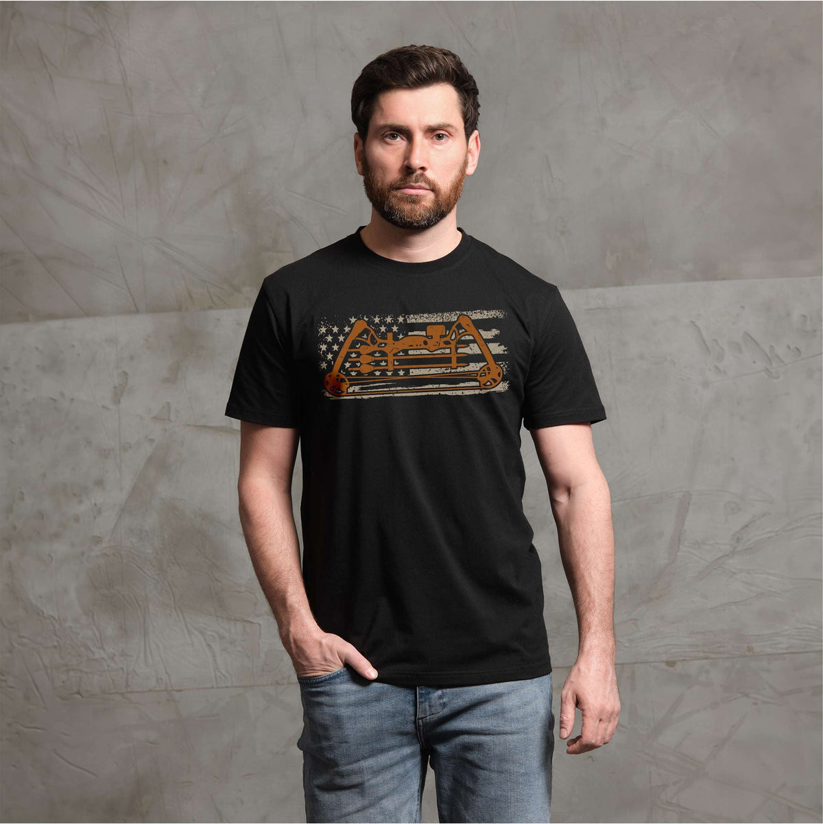 Men's patriotic USA flag archery bow hunting T-shirt sports product image 2
