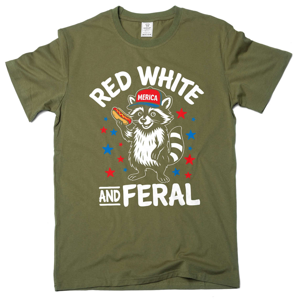 Funny 4th of July Shirt, Feral Raccoon Tee Red White and product image 4