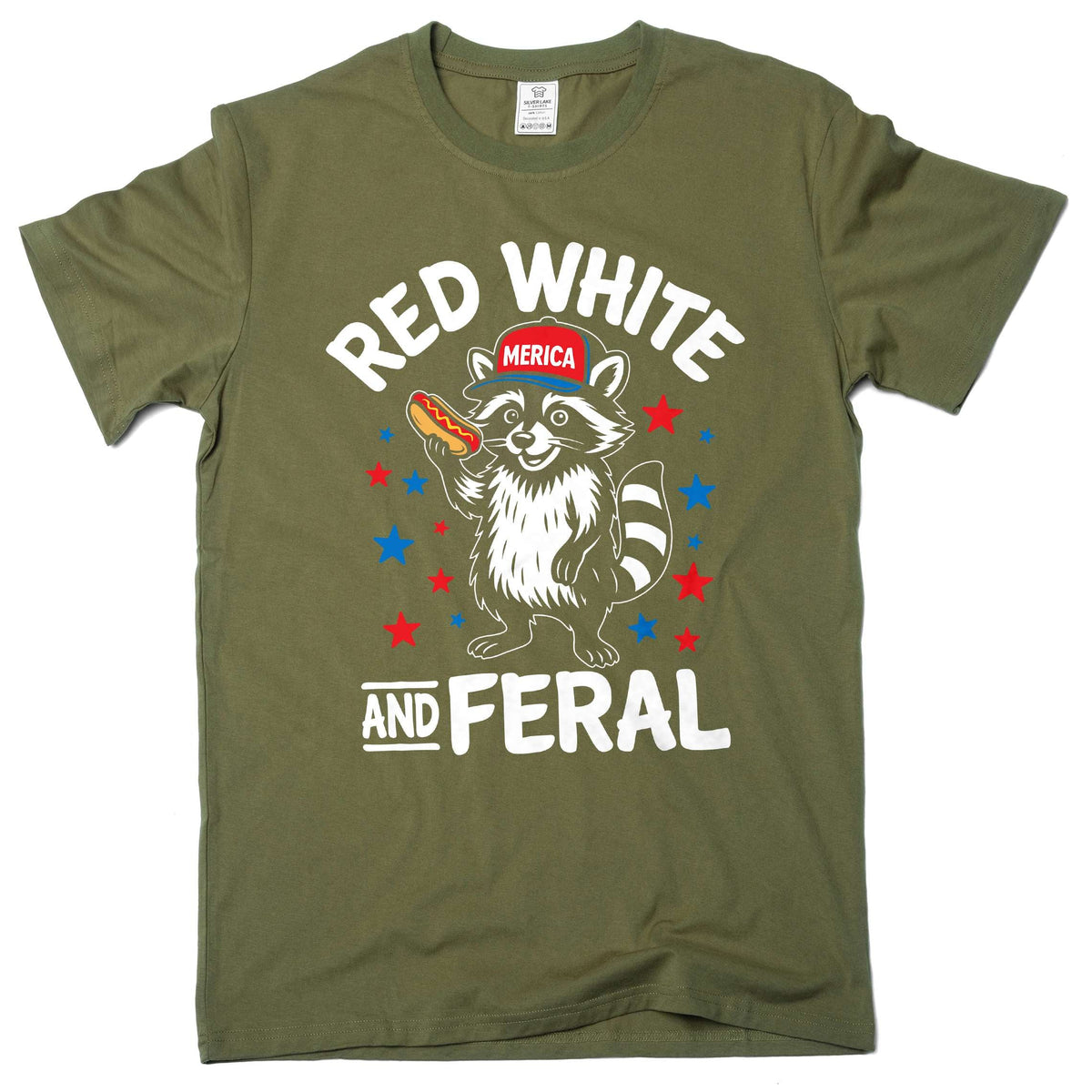 Funny 4th of July Shirt, Feral Raccoon Tee Red White and product image 4